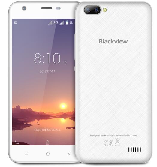 （SY-AEPJ+膜）Blackview A7 5.0寸 白色 1+8G 6580A 1.3GHZ 四核标配+硅胶套