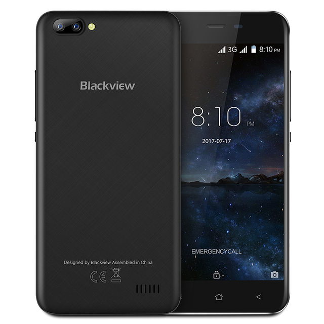 （YH）Blackview A7 5.0寸 黑色 1+8G 6580A 1.3GHZ 四核标配+硅胶套