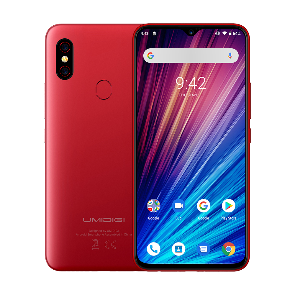 （欧盟）优米UMIDIGIF1 Play 6.3寸 红色 6+64G Helio P60 2.0GHZ 八核标配