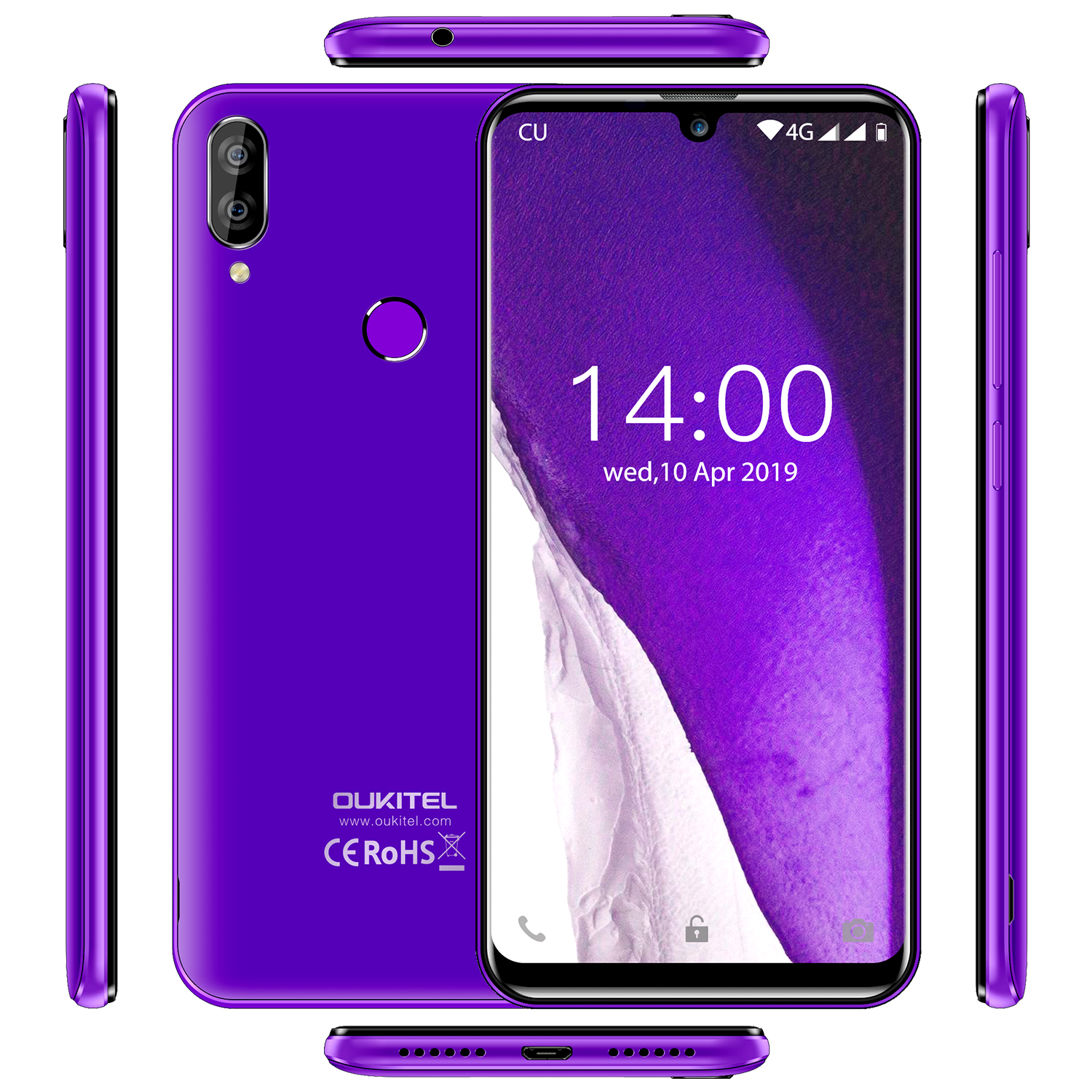 （AE）oukitel欧奇 C16 pro 5.71寸 紫色 3+32G MTK6761 2.0GHZ 四核9.0