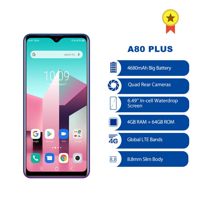 （GC非欧-日规）Blackview A80 PLUS 6.49寸 黑色 4+64G 6762D 1.8GHZ 八核标配