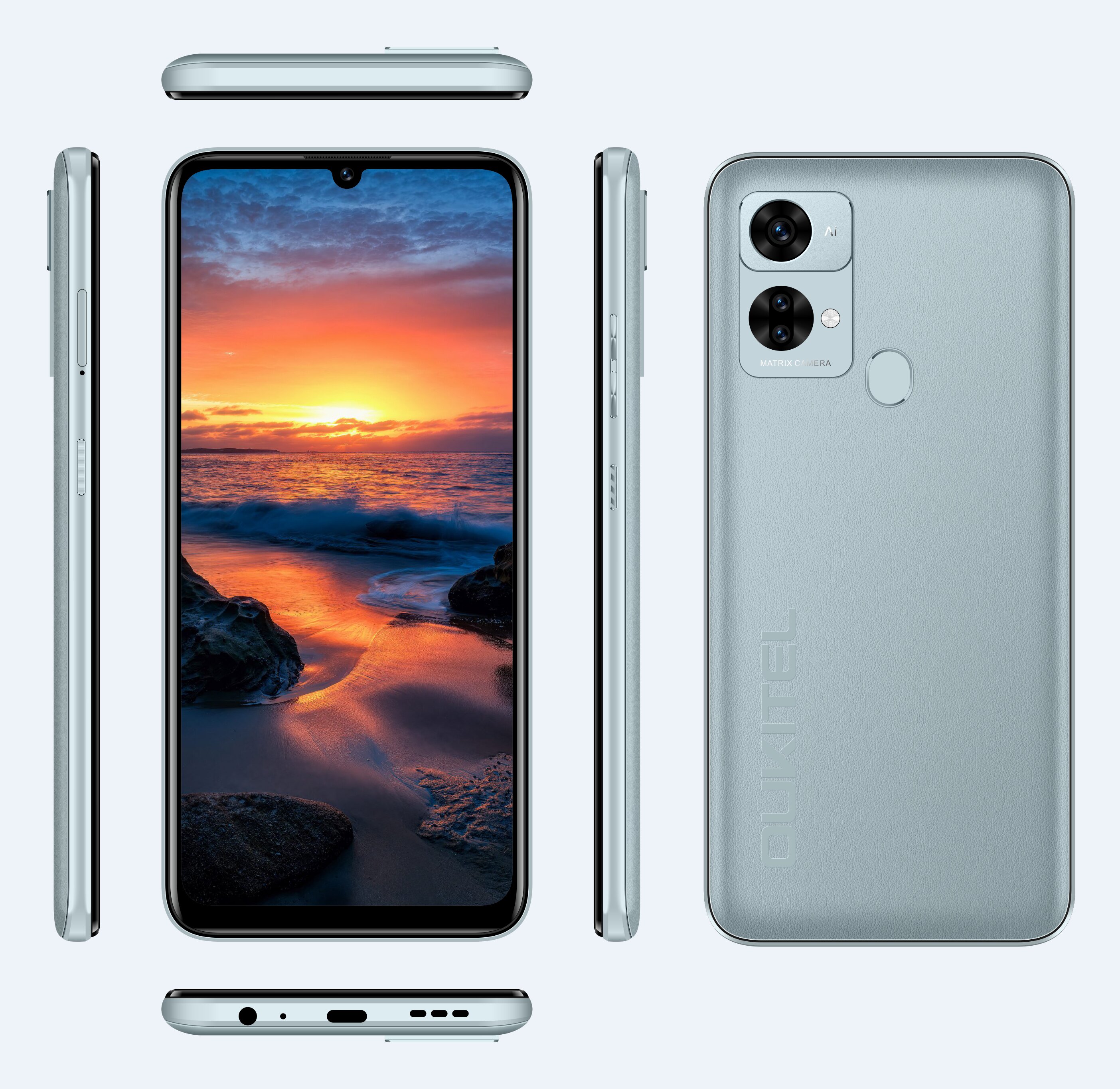 （AE+钢化膜）oukitel欧奇 C33 6.745寸 浅蓝色 8+256G T606 2.0GHZ 八核标配