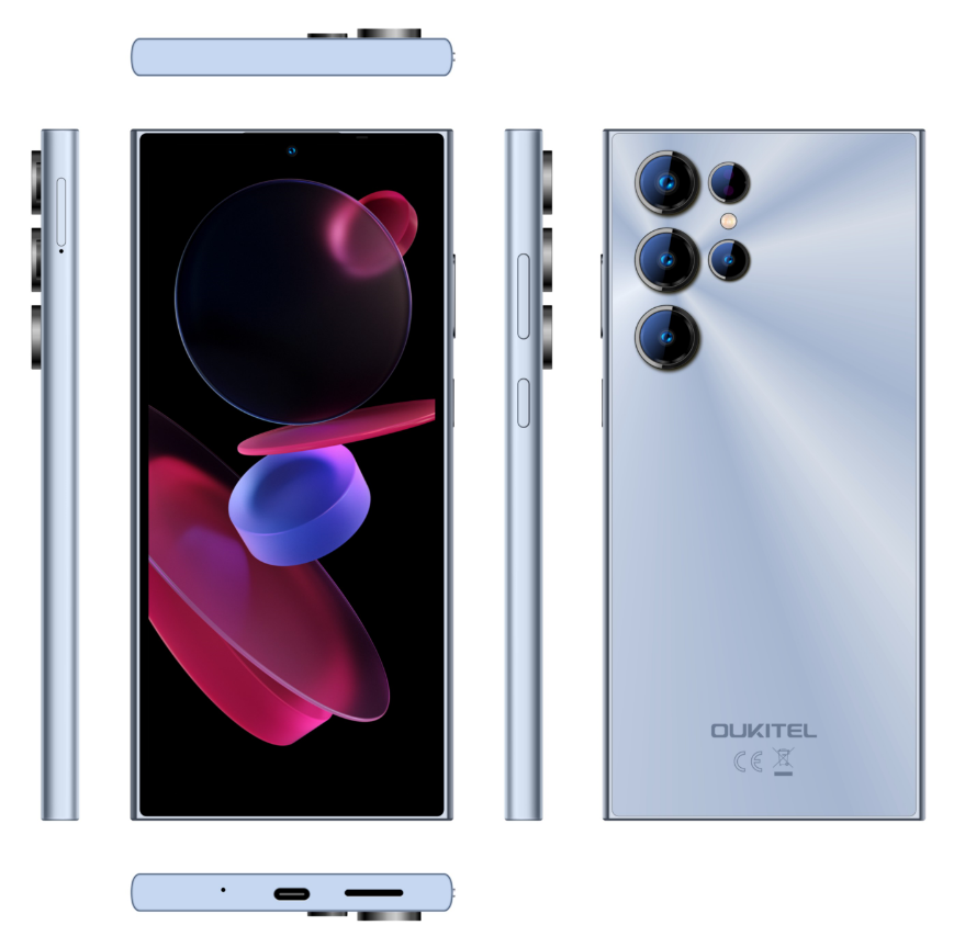 （香港）oukitel欧奇 C61 PRO 6.88寸 蓝色 8+256G T606 1.6GHZ 八核标配